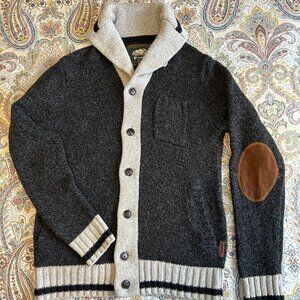 Roots Wool Blend Cardigan with Elbow Patches - Size Med - Unisex